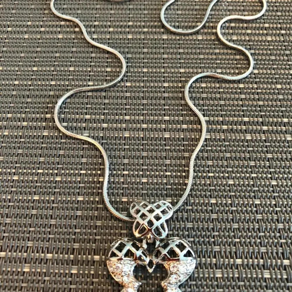 Silver Crisscross Butterly Charm Necklace